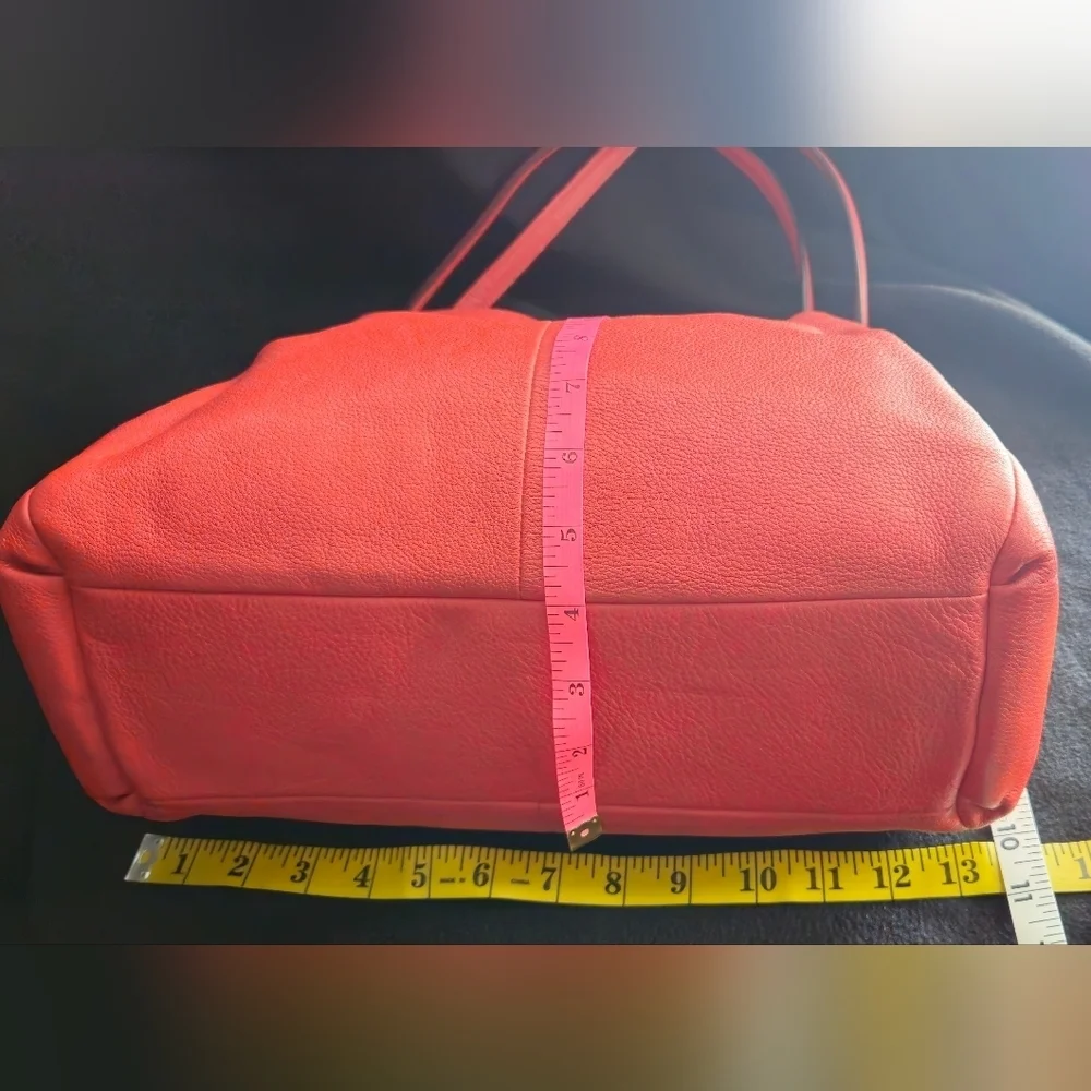 Coach Madison Phoebe Red-Orange Pebbled Leather Slouch Shoulder Bag